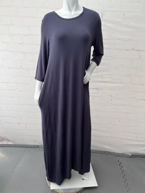 Women's Annabelle 3/4 Sleeve Maxi Irongray Dress With Pocket Size L