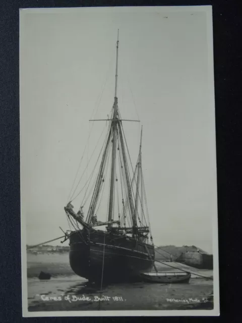 Cornwall BUDE The Ketch CERES The Oldest Craft BOW VIEW c1930s RP Info Postcard