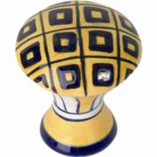 Atlas Homewares Cabinet Hardware Knob Ceramic Yellow Blue GEO Handle Pull