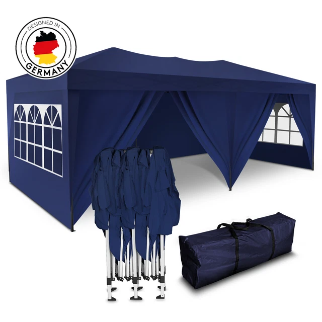 Falt Pavillon 100% WASSERDICHT Pavillion Gartenzelt Dachmaß 2x2m, 3x3m & 3x6m
