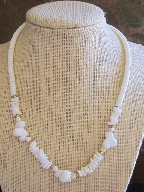 Vintage Puke Shell Beaded Hawaiian Necklace Unisex 16"