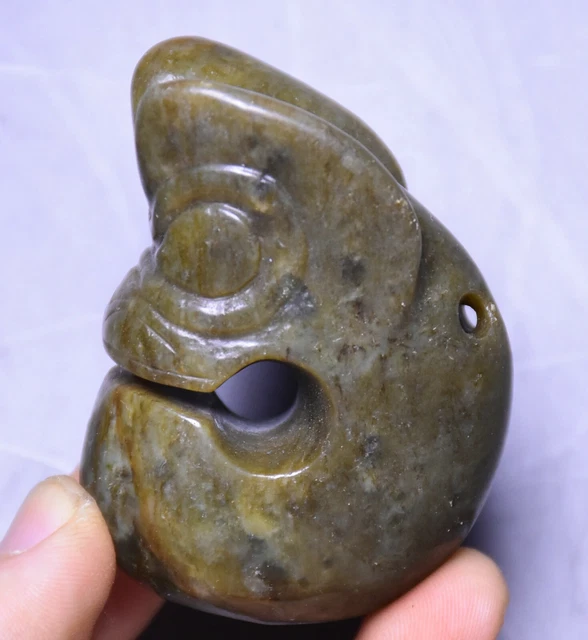 China Hongshan Culture Old Jade Feng shui Sacrifice Dragon Hook Pig Long Pendant