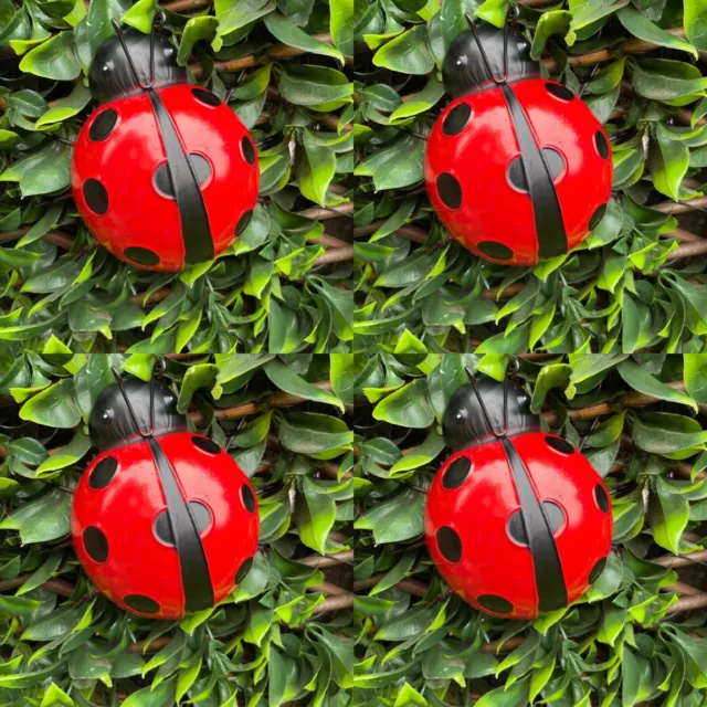 4 Giant Garden Ladybirds Fence Wall Tree Mounted METAL Ornament BEE Decorations