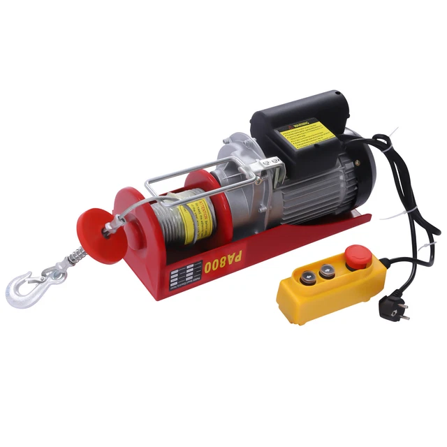 Elektrische Winde, Haspel Drahtseilkran Motorwinde mit Fernbedienung, elektrische Hebezeug Seilzug Kran für Haus, Garage, Lager 1600W 220V 1000kg