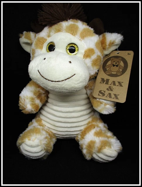 DOUDOU PELUCHE GIRAFE Beige Marron Gros Yeux 24 Cm Assise Max