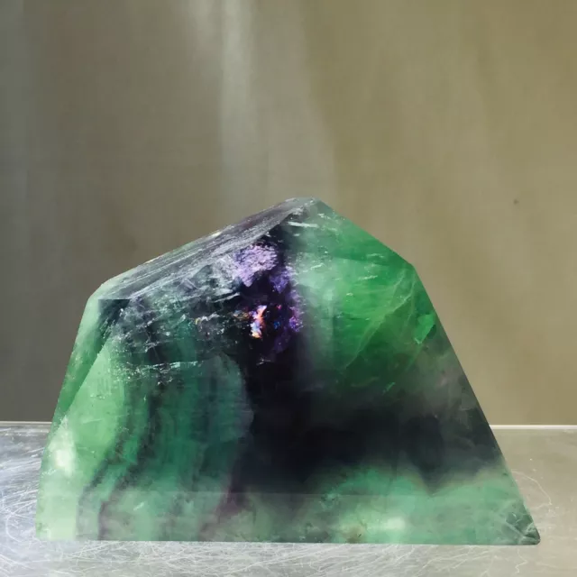 500g Natural Purple Green Fluorite Quartz Crystal Polyhedron Display Healing