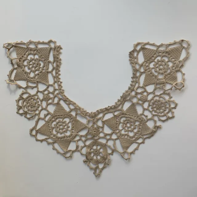 Vintage Antique Victorian Style Hand Crochet Floral Lace Collar