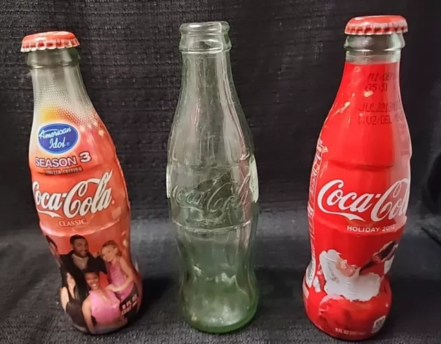 COCA - COLA BOTTLE Collection Lot Of 3 American Idol Season 3, Holiday 2012 +