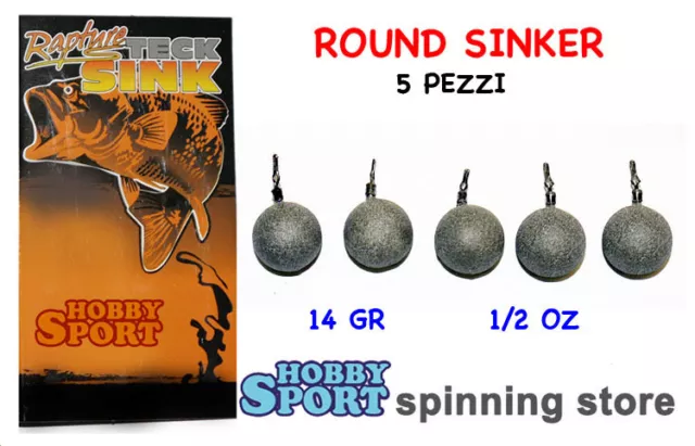 Sinker Piombo Drop Shot 1/2 Oz 14 Gr Black Bass Serie Teck Plastificato Rapture