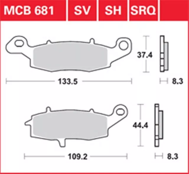 Jeu de plaquettes de frein avant MCB 681 pour CF Moto Kawasaki Suzuki