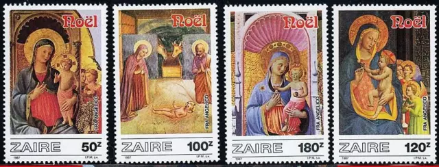 ZAIRE 1987 CHRISTMAS PAINTINGS by FRA ANGELICO MNH RELIGION, MADONNA