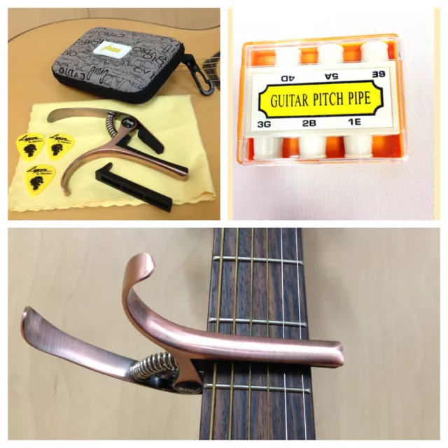 Haze Alloy Acoustic/Classical/Electric Guitar Capo +3 Picks +Guitar Pitch Pipe