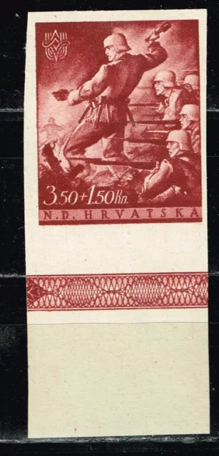 Croatia-Germany Axis WW2 Army Unit in Attack stamp 1941 MNH imperforated