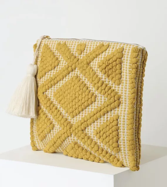 Sunset Sail Yellow Woven Clutch 2