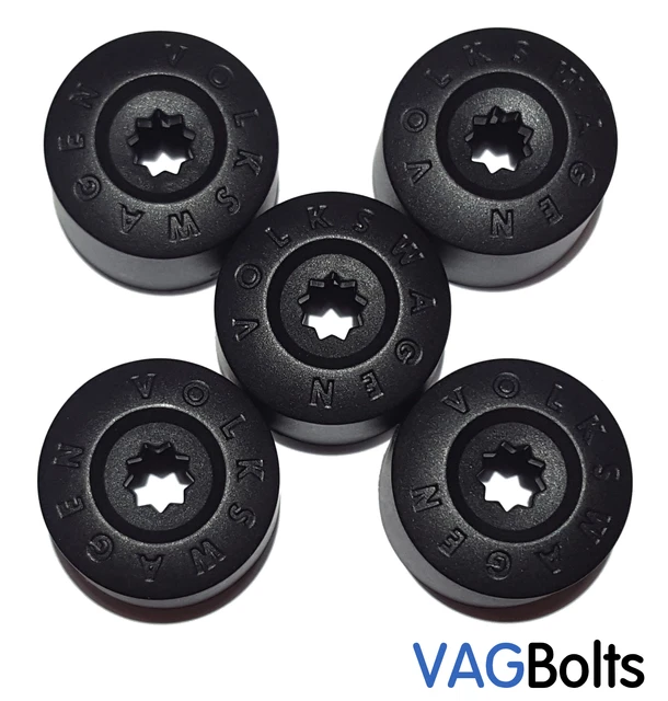 GENUINE VW WHEEL Nut Bolt Plastic Cover Caps 4 Normal,1 Locking Golf