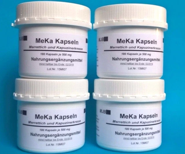 KAPUZINERKRESSE + MEERRETTICH 720 Kapseln 4 Dosen Meka Senföle EUR 77