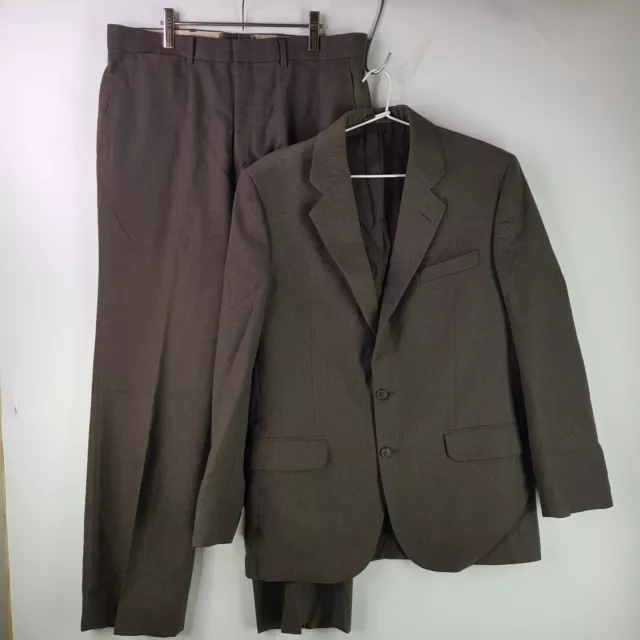 Vintage Fletcher Jones Wool Suit Mens Size 42 Brown Pinstripe Blazer Trousers