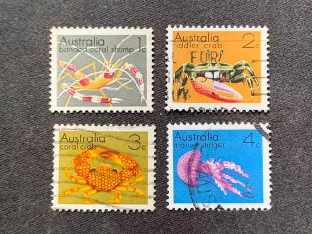 1973 Australia Marine Life Full Set 4 Stamps Including 1C 2C 3C 4C - Used