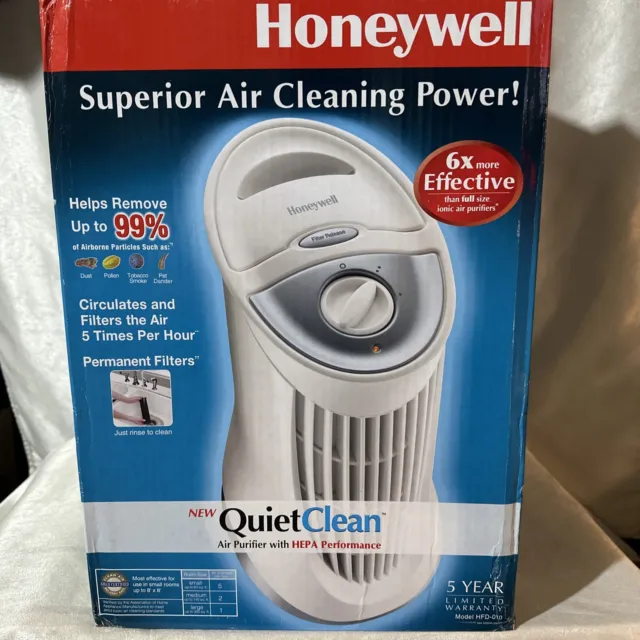 Honeywell QuietClean Compact Air Purifier Reusable Washable Filter White HFD-010