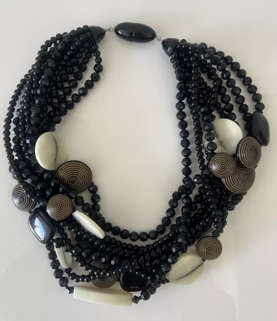 ANGELA CAPUTI Black Beaded Resin Necklace