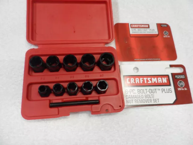 Craftsman 3/8" 1/2" Damaged Bolt Nut Remover Set - Part # 52060/52061