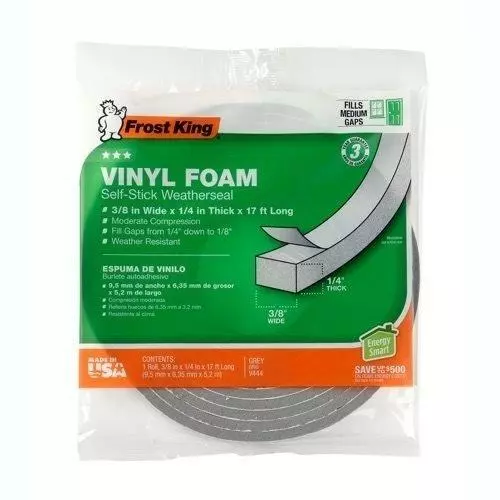 Frost King Vinyl Foam Tape - Closed Cell - Moderate Compression, 1/4" W, 1/8"