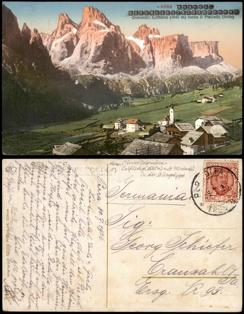 Gruppo di Sella Dolomiti: Colfosco (1645 m) verso il Pisciadů (Sella) 1926