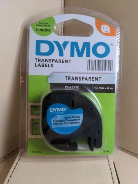 Genuine Dymo LetraTag LT Clear Transparent 12mm Tape 4m Opened Used Once