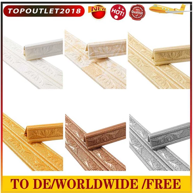 3D Foam Wall Edge Strip Stickers Self-Adhesive Baseboard Corner Waist Line Trim