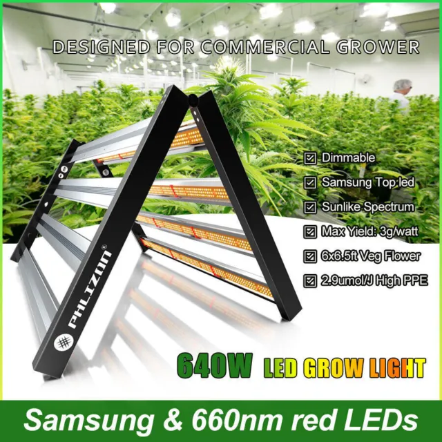 640W Foldable LED Grow Light Bar Full Spectrum Indoor Medical Plants Veg Flower