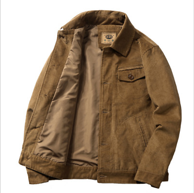 Mens Corduroy Retro Overcoats Outwear Coats Work Jacket Comfortable Breathable