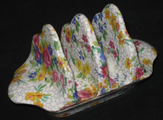 Rare Royal Winton Grimwades China Chintz FIREGLOW 2 Slice Toast Rack 1890s-1930s