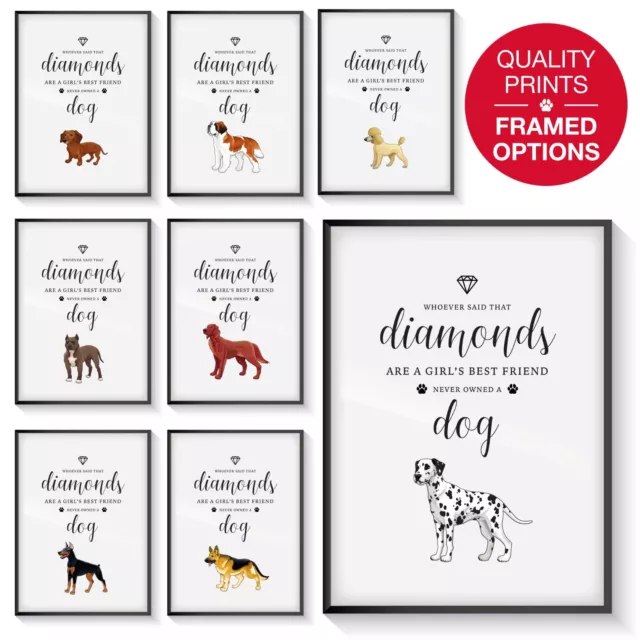 Dog Prints A4, A5 Framed and Unframed Options Pet Wall Art - Choose Your Breed