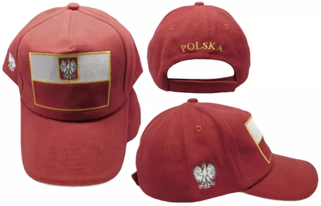 Poland Polska Eagle Flag Red baseball hat cap 3D embroidered RUF