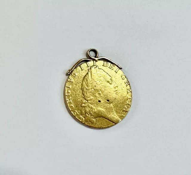 Antique Georgian Solid 22ct Yellow Gold George III Full Guinea 1790 Coin Pendant