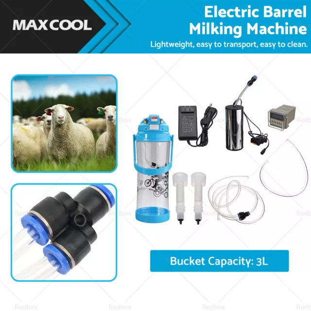 3L Electric Barrel Milking Machine Sheep Cow Milker Vacuum Pump+Pulse Controller