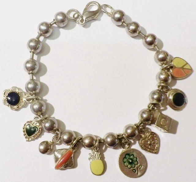 Bracelet Vintage Années 70 - Plaquettes émaillées Vertes, Cuivre, Bijou De Créateur, Occasion