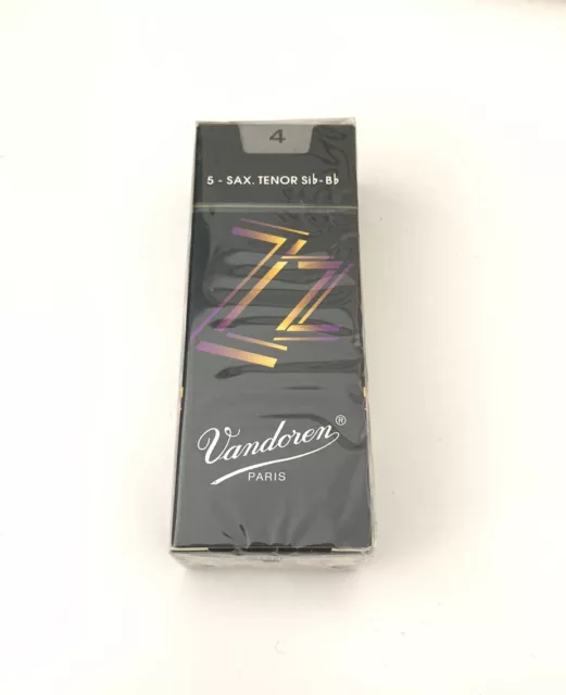 NEW Vandoren Tenor Sax ZZ Reeds Strength 4 Box of 5 SEALED NOS