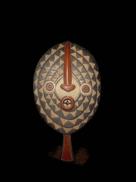 African Tribal Face Mask Wood Hand Carved Vintage Wall Hanging Bobo Sun Mask4656
