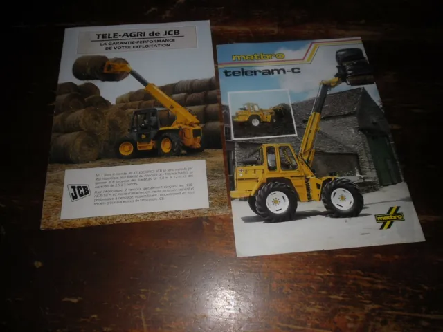 A VOIR !! LOT 2 ANCIENNES BROCHURES Matériel Agricole "JCB - MATBRO " 1989/92