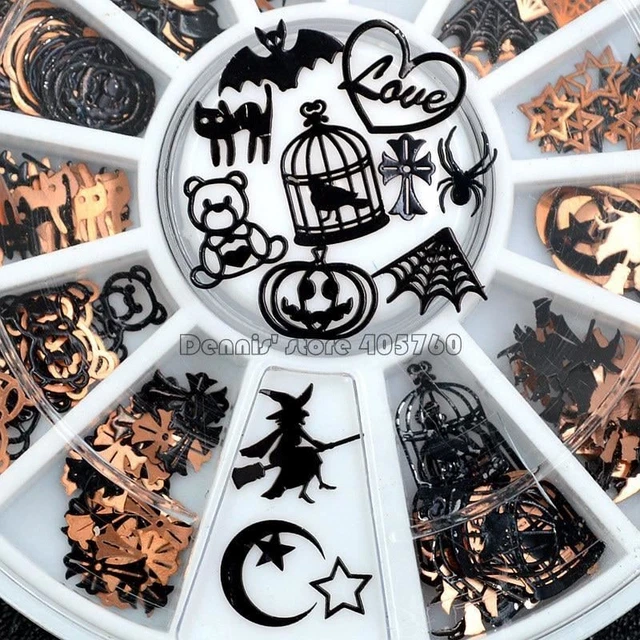 Mujer Negro Mix Halloween Forma Calabaza Cara Bruja Araña Red Gato Bat Meta