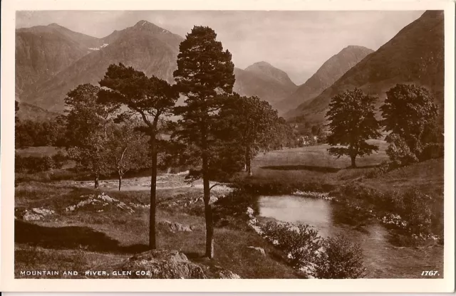 Superb Old R/P Postcard - Mountain And River - Glen Coe - Argyllshire C.1939