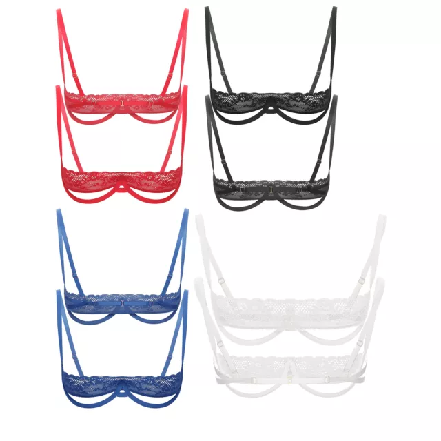 Womens Brassiere Nippeless Bra Spaghetti Lingerie Straps Bralette Half Cup Sexy