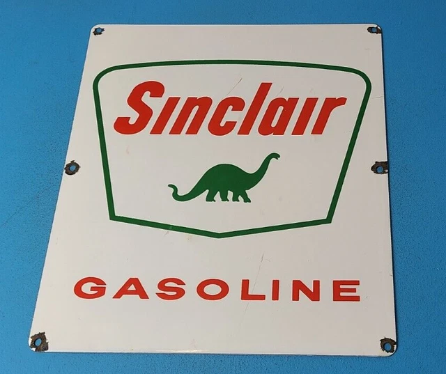 Vintage Sinclair Gasoline Dino Porcelain Gas Motor Oil Service Station Pump Sign