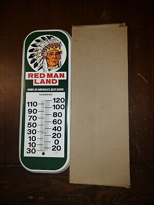 VINTAGE RED MAN LAND CHEW TOBACCO Thermometer NOS 16x6"