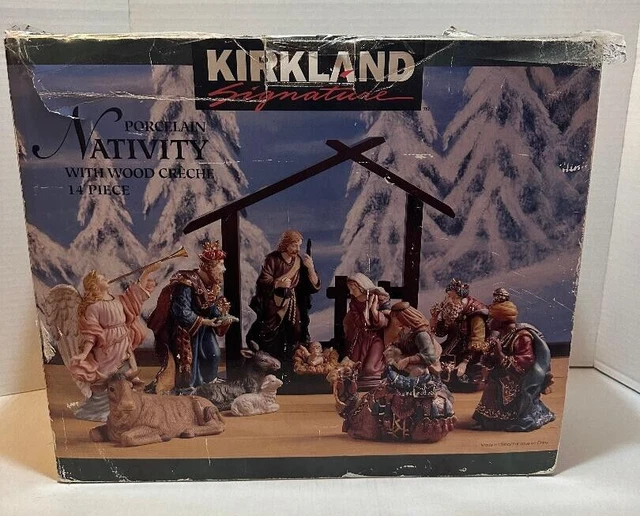 KIRKLAND SIGNATURE VINTAGE 14 Piece Porcelain Nativity Set 75177 NIB £