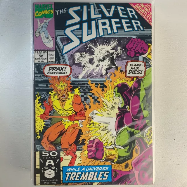 Silver Surfer #52 August 1991 Marvel Comics Infinity Gauntlet Flame Hair Drax