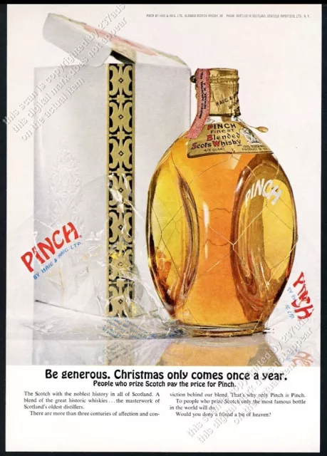 1965 Haig & Haig Pinch Scotch Whisky bottle photo Xmas box vintage print ad