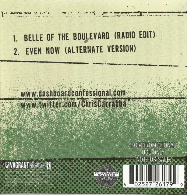 BELLE OF THE Boulevard, Even Now * di Dashboard Confessional (CD, 2009, Vagrant) EUR 14,37