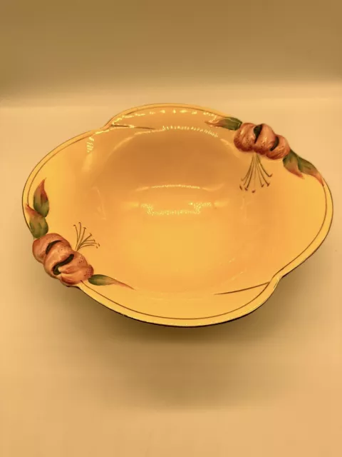 Gorgeous 1940s Vintage Royal Winton Tiger Lily Yellow Serving Bowl Or Dish